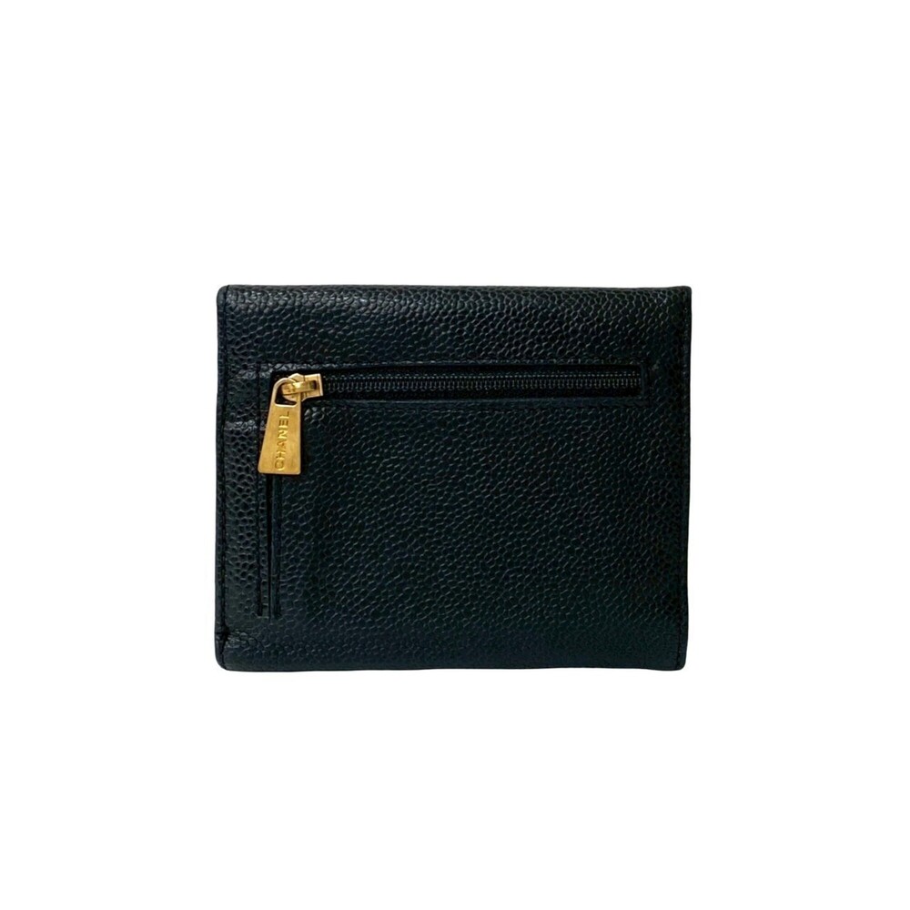 CHANEL Authentic Black Caviar Leather Logo Wallet - Picture 2 of 10